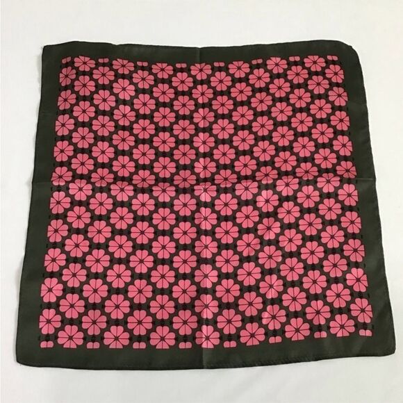 Kate Spade Spade Flower Scarf Handkerchief Bag Tie Twirly 100% Silk - Picture 1 of 6